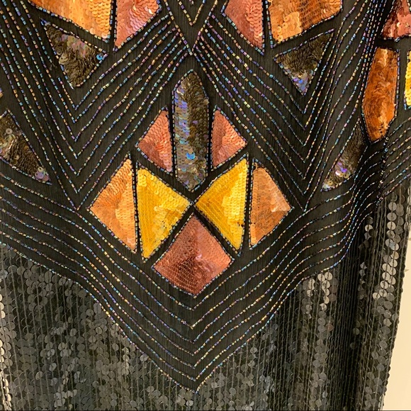 Beaded Evening Gown with Matching Jacket, Medium - Picture 4 of 11